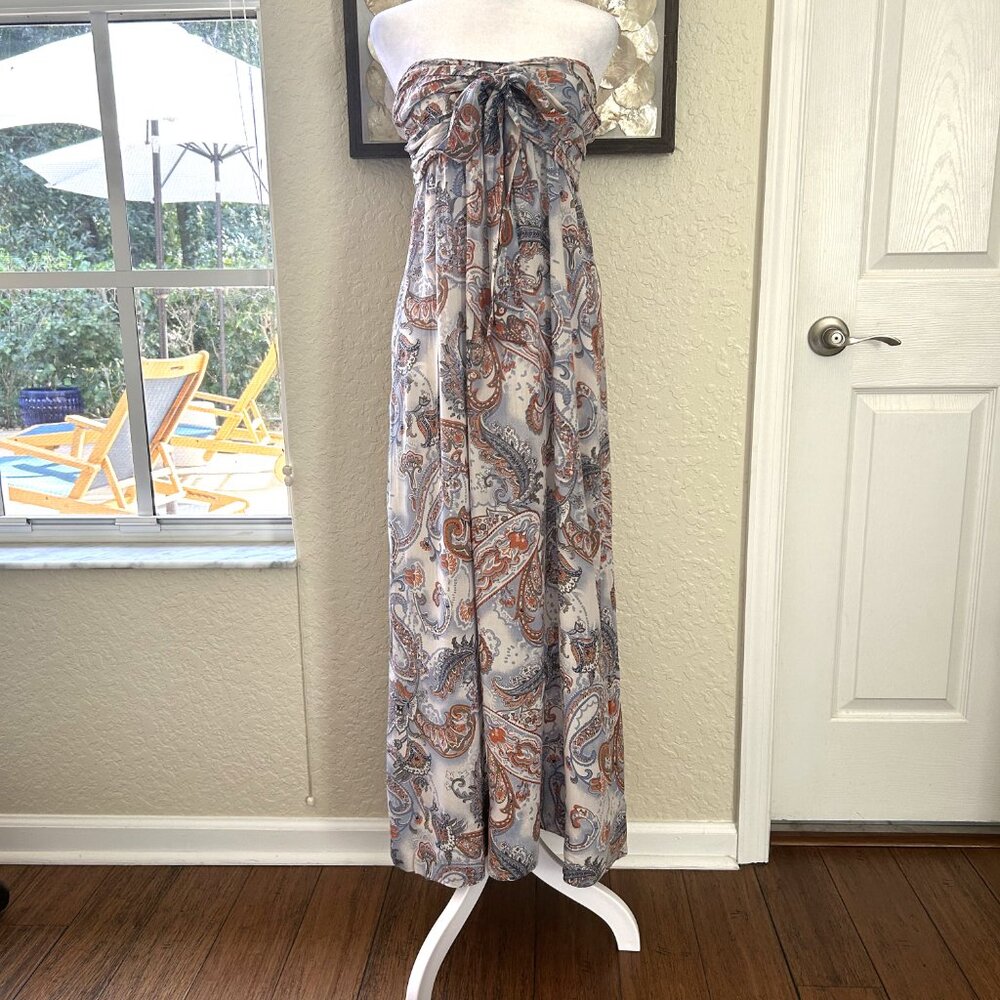 Zuiki Italy Blue Paisley Strapless Maxi Dress